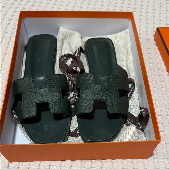 Hermes Dark Green Sandals - Picture 1 of 5